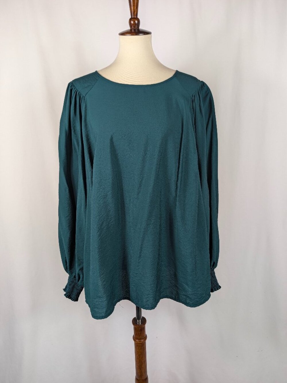 Ava & Viv Pintuck Pleated Blouse Top Business Casual Teal Blue Plus Size 1X
